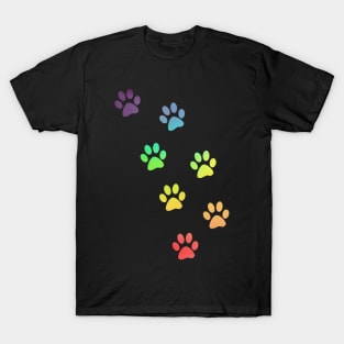 Rainbow Watercolour Paw Prints T-Shirt